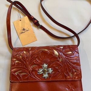 NWT Patricia Nash rectangular brown leather purse